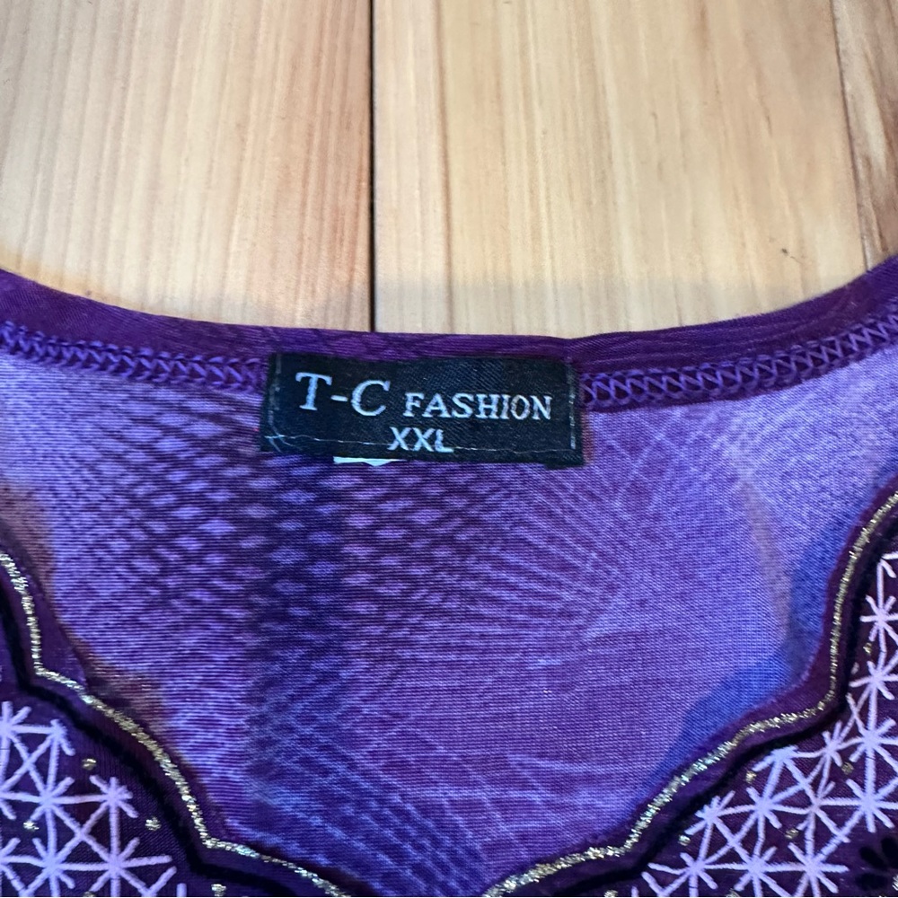 T-C Fashion Co-Ord Purple, White and Black with Gold Glitter Top and Maxi Skirt - Picture 7 of 12